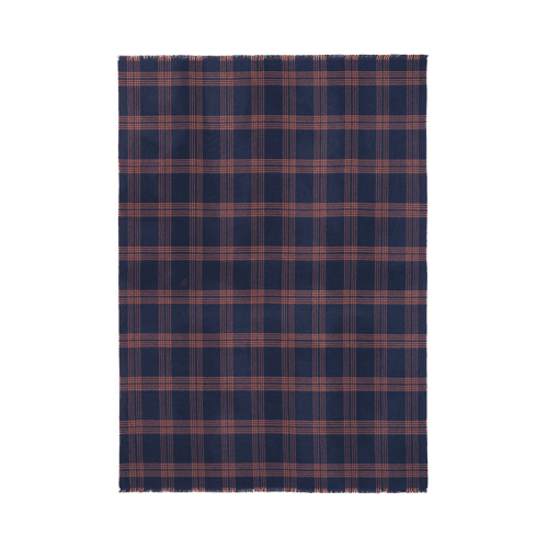 Image showing the Check Throw, H190cm x W130cm, Blue/Rusty Red product.