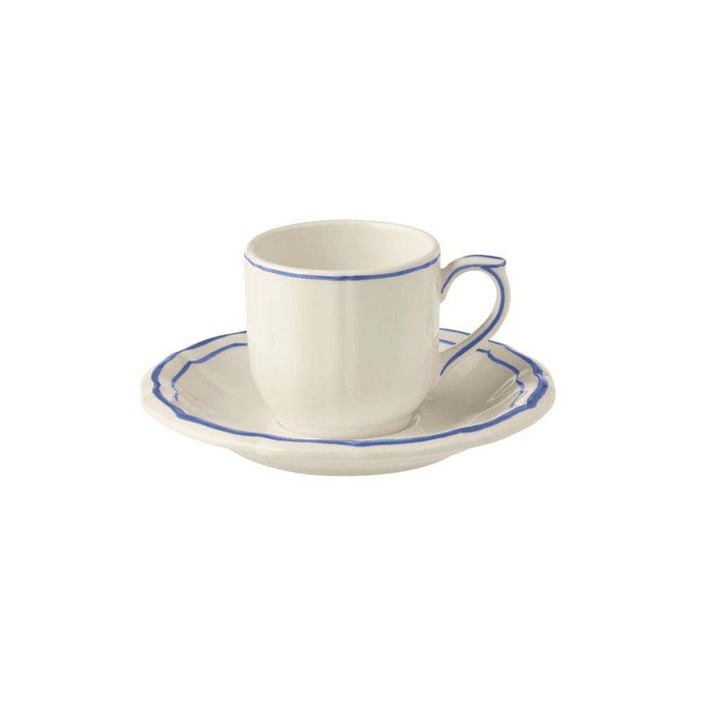 Filet Set of 2 Coffee Cup & Saucers, Bleu