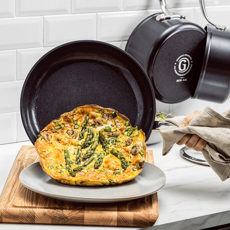 Barcelona Pro Non-Stick Skillet with Lid, 24, Black