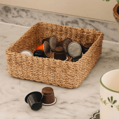 Image showing the Abaca Square Storage Basket, Small, Natural product.