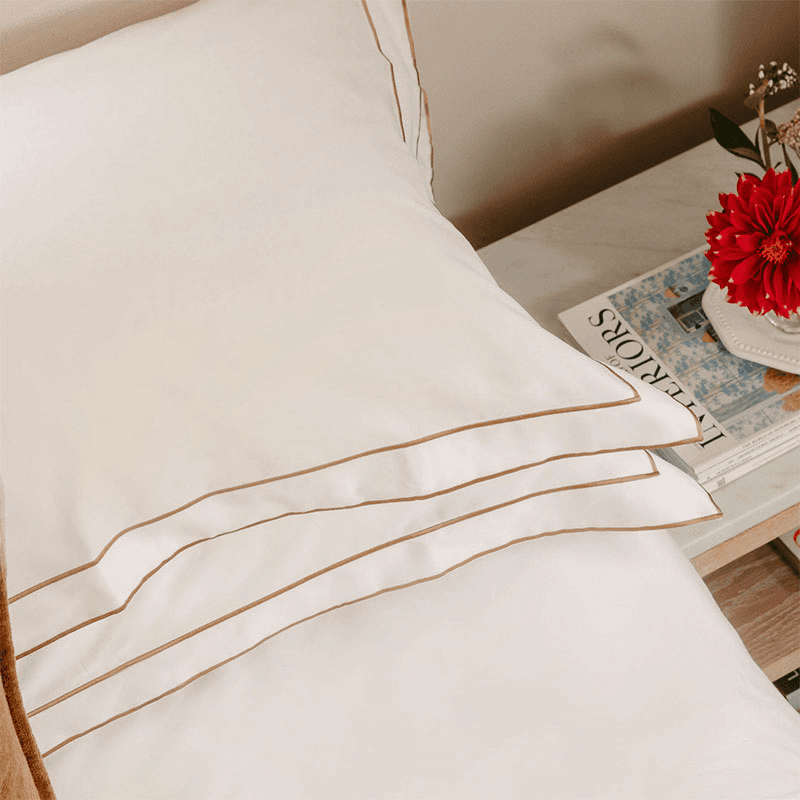 Frame Two Corded Pair of Oxford Pillowcases, Standard, Bronzed Umber