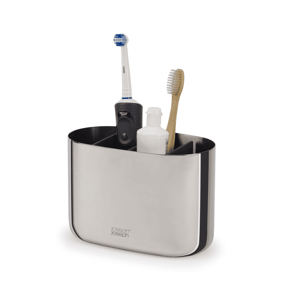 EasyStore Luxe Toothbrush Caddy, Stainless Steel