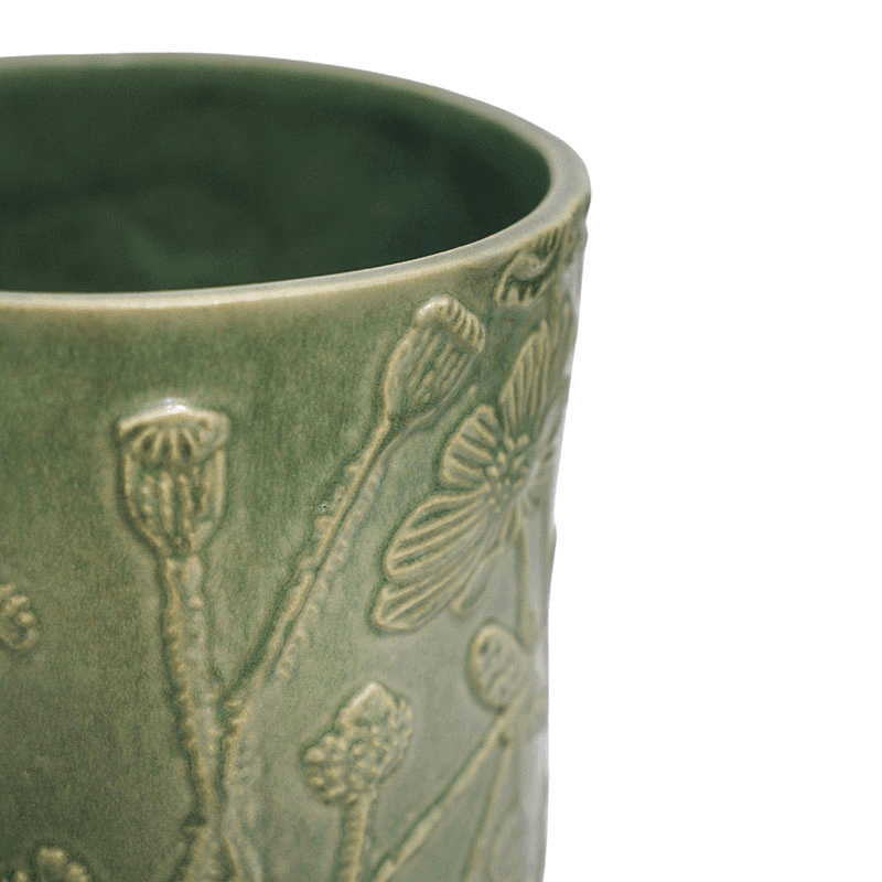 Kew Botanical Retreat Stoneware Meadow Planter, D21cm, Green
