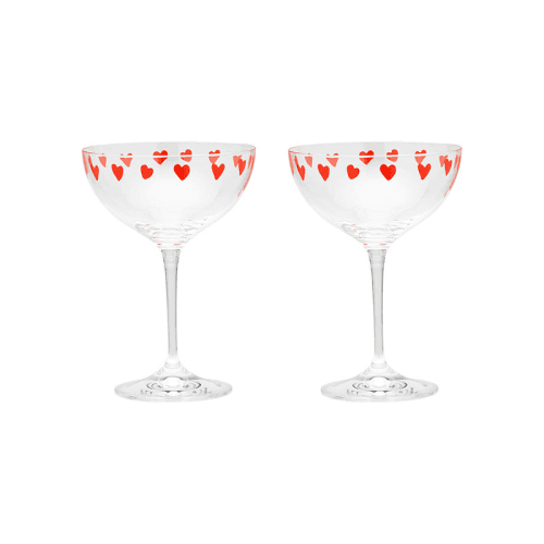 Image showing the Classic Love Set of 2 Champagne Glasses, Red product.
