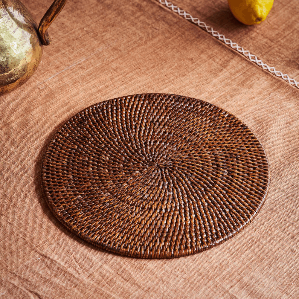 Latha Rattan Set of 4 Placemats, Brown