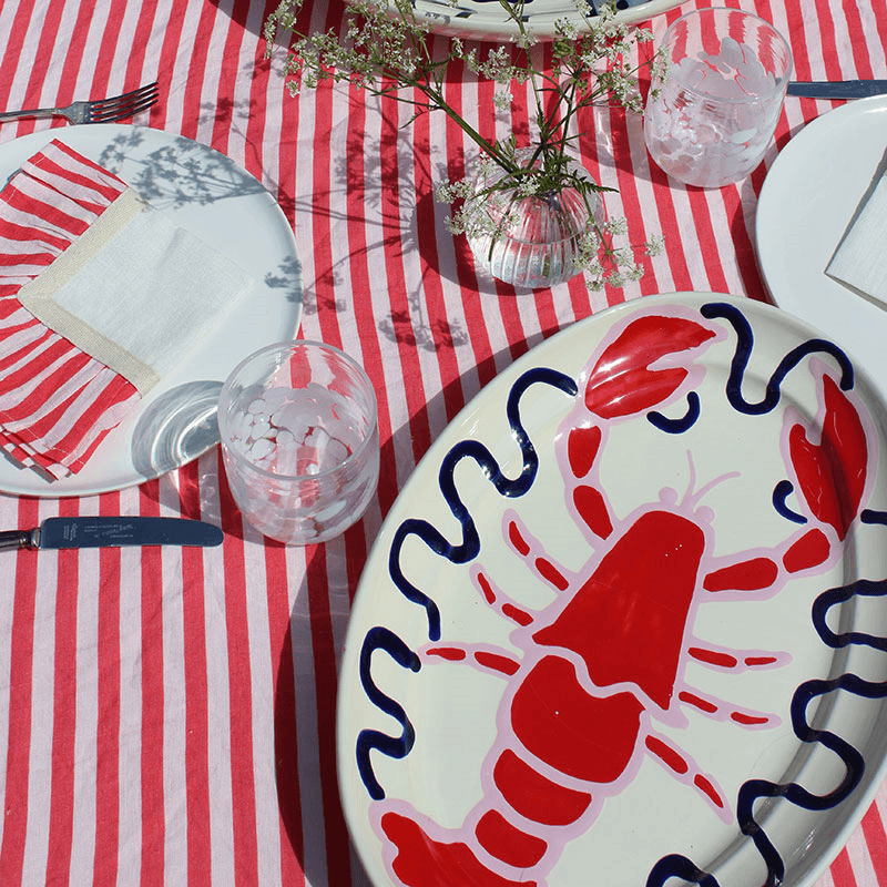 Lobster Oval Platter, L41 x W29cm, Red