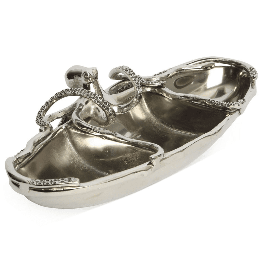 Octopus Collection 3 section server, H10 x W43 x D20cm, Nickel Plated Aluminium