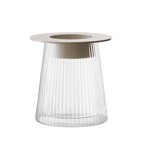 Image showing the Beacon Candle Holder, H14cm, Concrete Grey & Clear product.