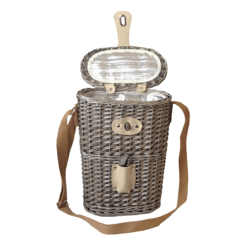 Image showing the Insulated Carry basket - 2 Bottle, 26 x 15 x 37cm, Brown product.
