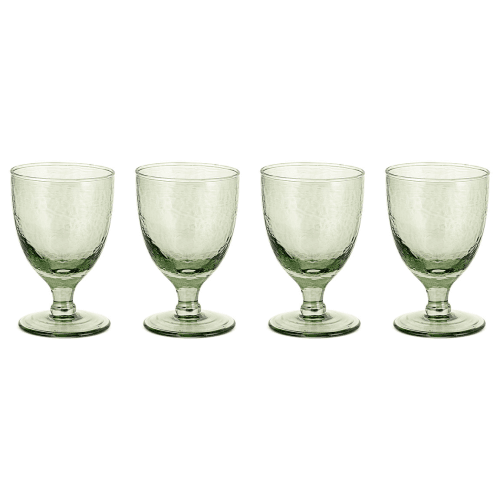 Image showing the Yala Set of 4 Hammered Wine Glasses, Sage Green product.