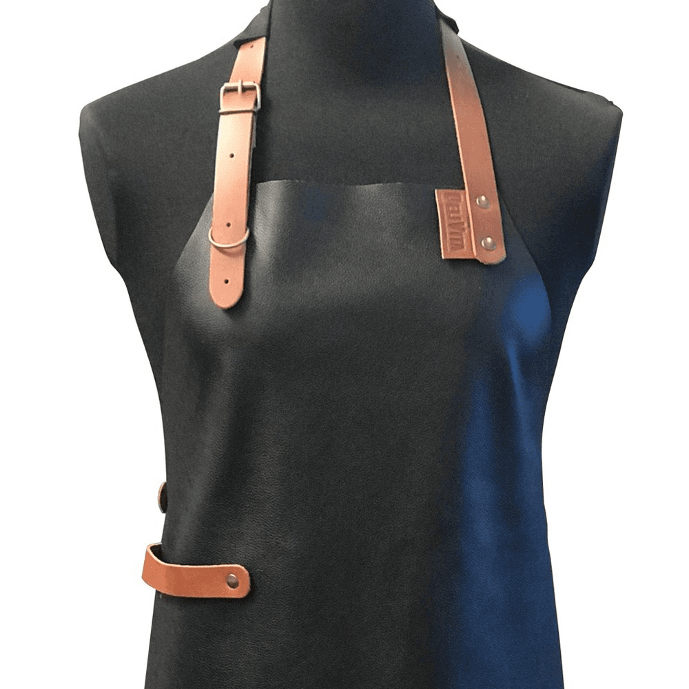 Leather apron, H98 x W60 x L98cm, Black/Brown