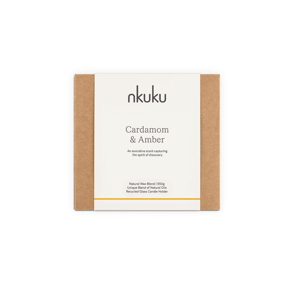 Cardamom & Amber 3 Wick Scented Candle, Aged Smoke