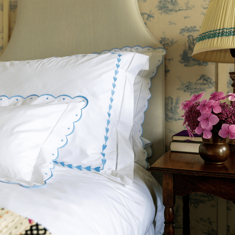 Leaf Pillowcase, 50 x 75cm, Blue