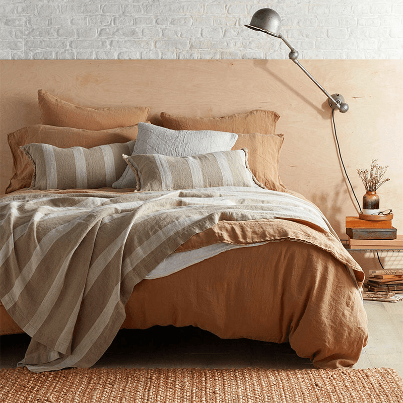 Linen Fitted Sheet, Double, Cumin