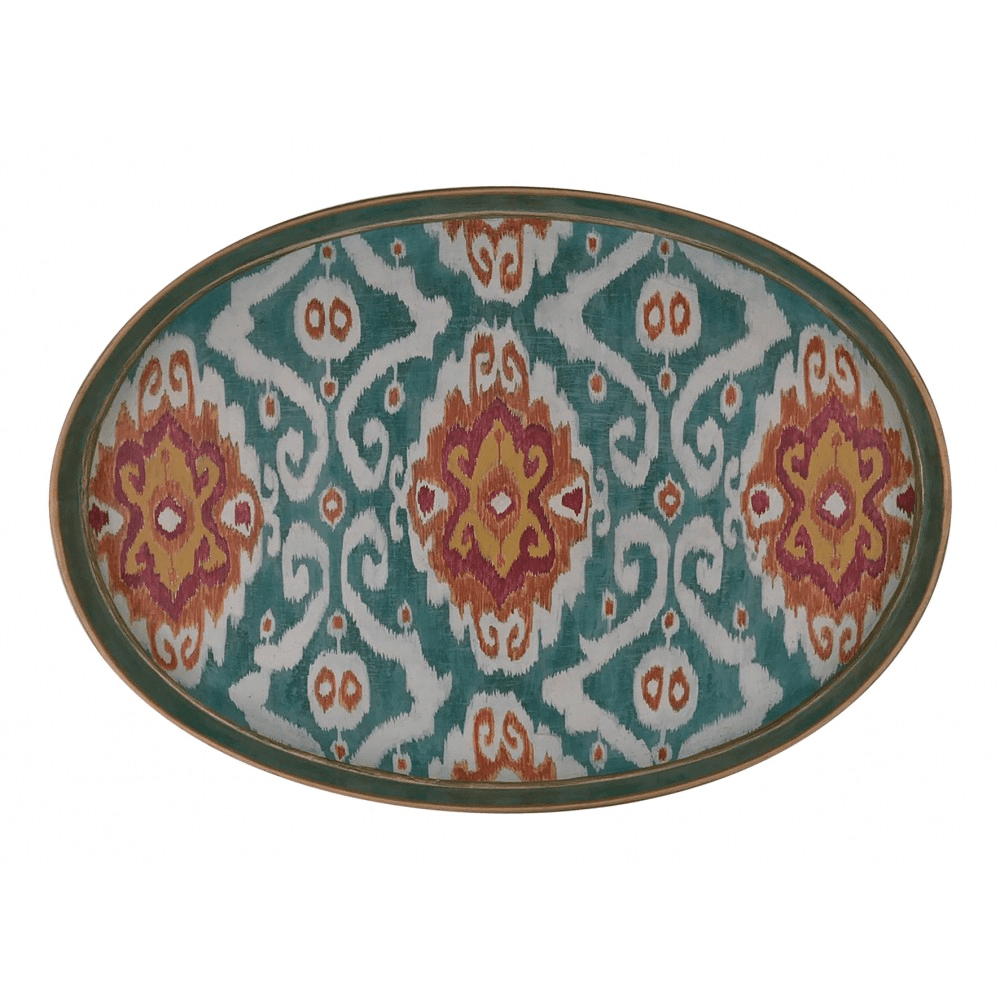 Ikat Oval Handpainted Iron Tray