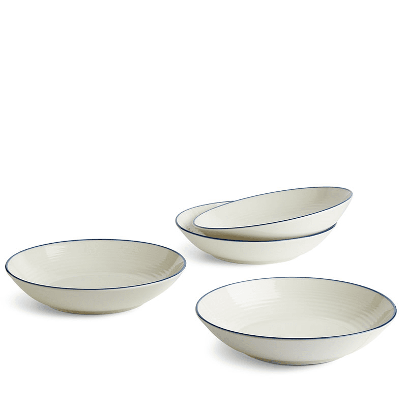 Gordon Ramsay Maze Denim Line Set of 4 Pasta Bowls, White