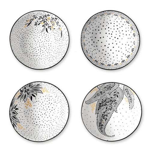 Image showing the Artisanne Noir Set of 4 Bowls, D15cm, Monochrome product.