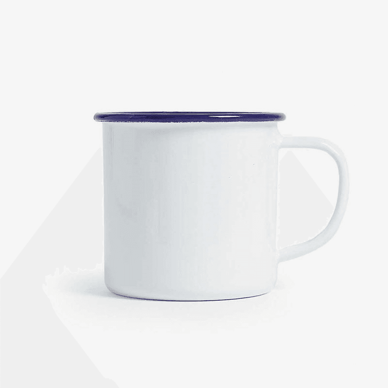 Mug; White with Blue Rim