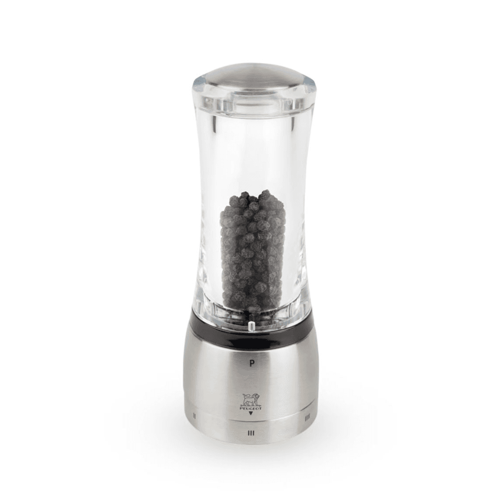 Daman u' Select Pepper mill, clear acrylic and stainless steel finish