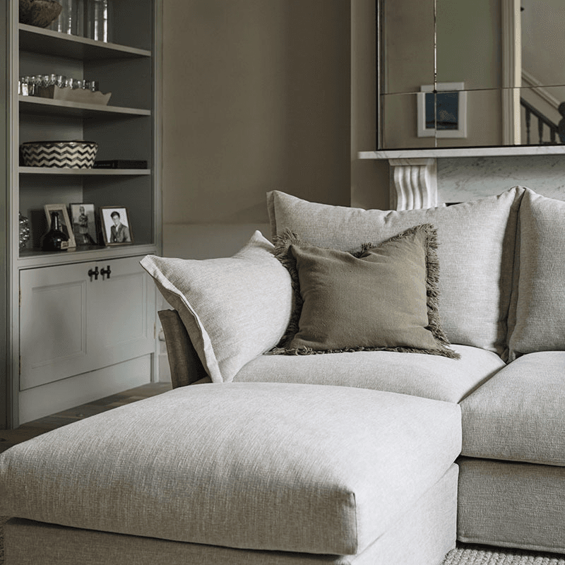 Model 06 Linen 2 Seater Sofa With Chaise, Pumice