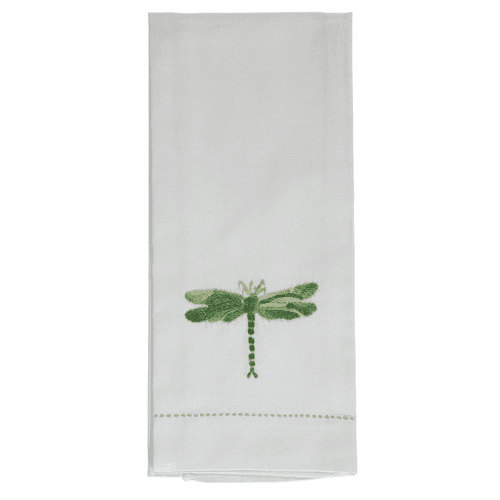 Image showing the Dragonfly Hand Towel, White/Green product.
