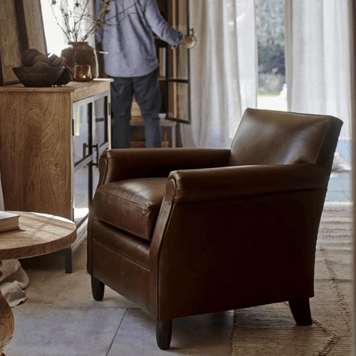 Image showing the Knada Leather Armchair, Chocolate Brown product.