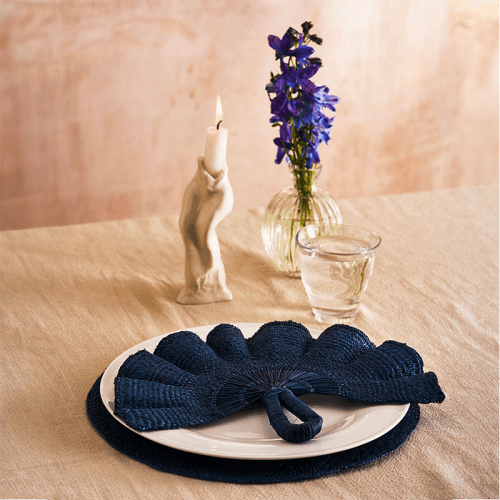Image showing the Classic Handwoven Fan, 24cm, Blue product.