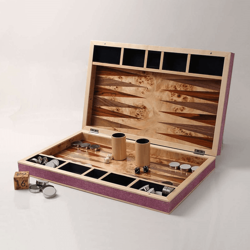 Backgammon Board, 54 x 34cm, Pink Shagreen