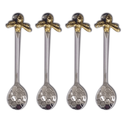 Image showing the Bee Honeycomb Set of 4 Coffee Spoons, L13cm, Silver product.