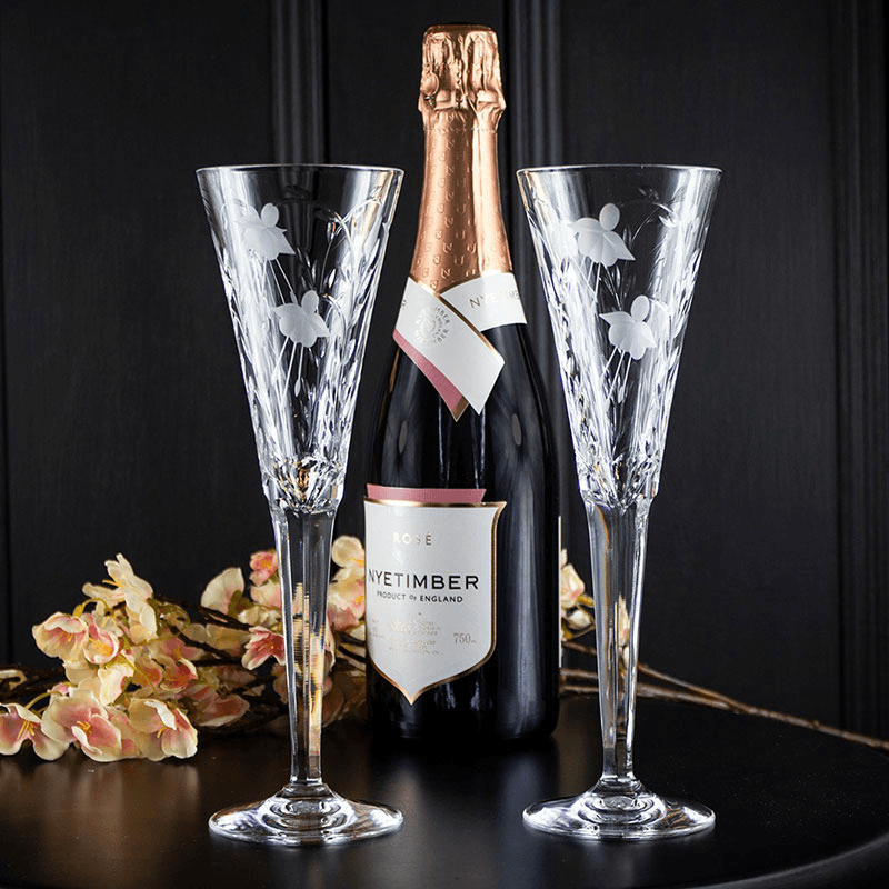 Catherine Set of 2 Champagne Flutes, Clear
