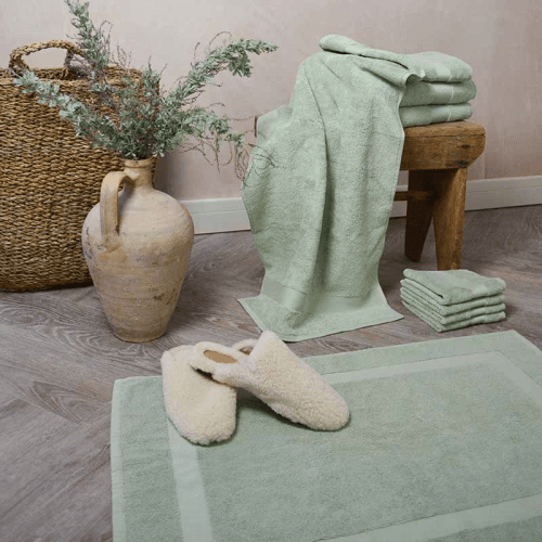 Image showing the Organic 600gsm The Hand Towel, 50 x 90cm, Sage Green product.