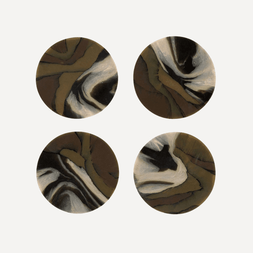 Image showing the Weez & Merl Set of 4 Coasters, D9.5cm, Tiger's Eye product.