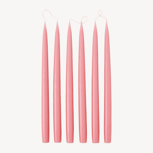 Image showing the Set of 6 Tapered Dinner Candles, H35cm, Vintage Rose product.