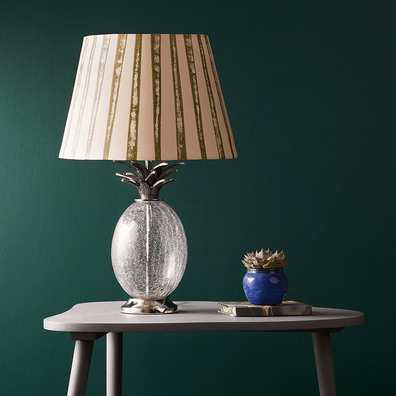 Carmen Crackle Glass Table Lamp, H37cm, Nickel