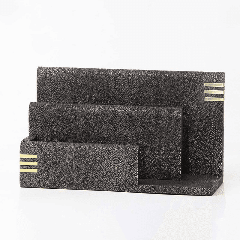 Holmes Letter Rack, 26 x 10 x 15cm, Seal Brown Shagreen