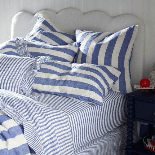 Image showing the Cora Stripe Linen Fitted Sheet product.