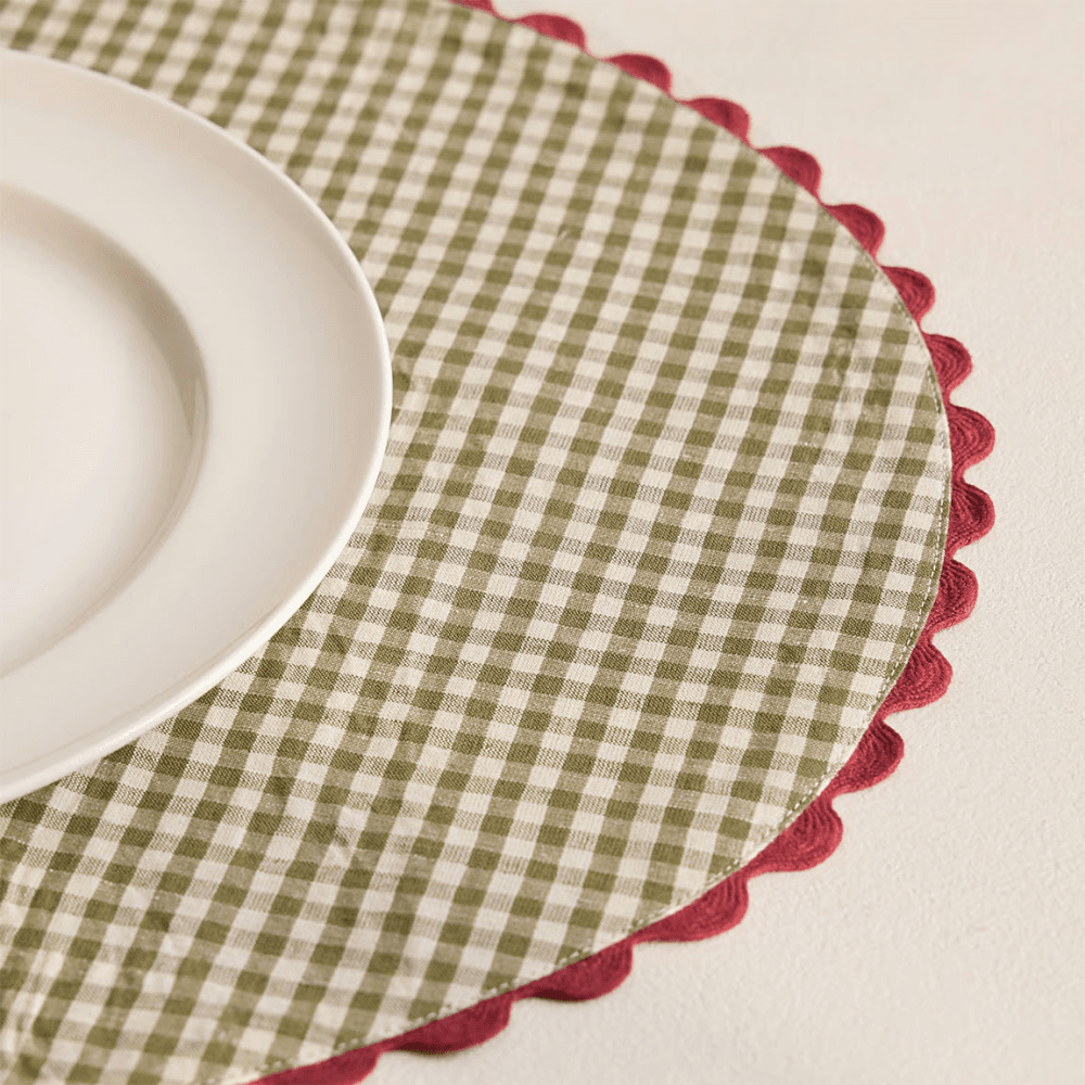 Munro Set of 4 Checked Placemats, Olive