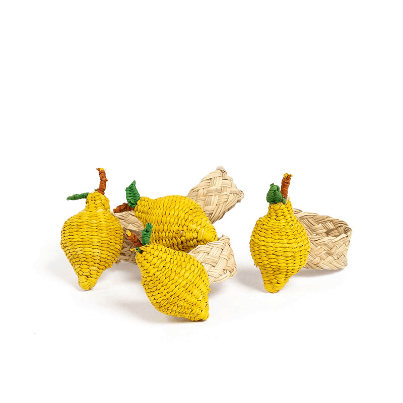 Set of 4 Napkin Rings, Lemon