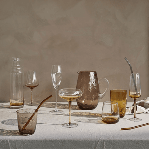 Image showing the Mouth Blown Short Tumbler, Amber product.
