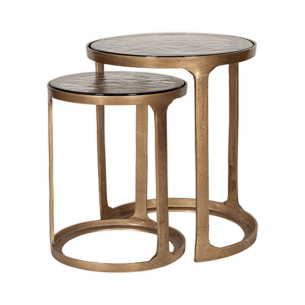 Khidki Nesting Side Tables, Antique Brass