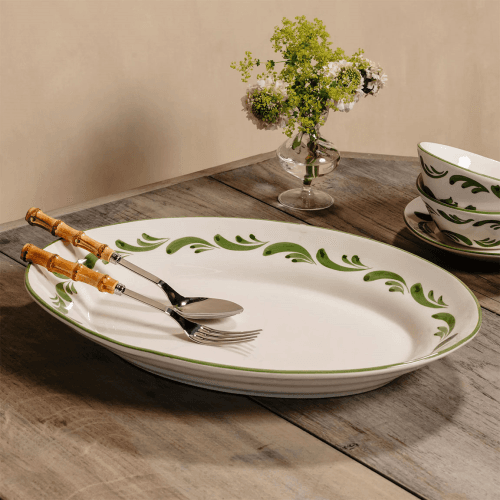 Image showing the Celia Platter, W46cmx L35cmx H6cm, Leaf Green product.