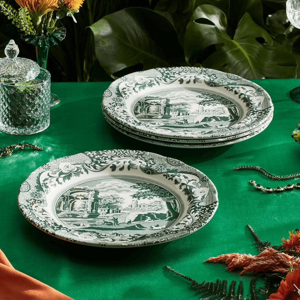 Heritage Italian Set of 4 Dinner Plates, Green