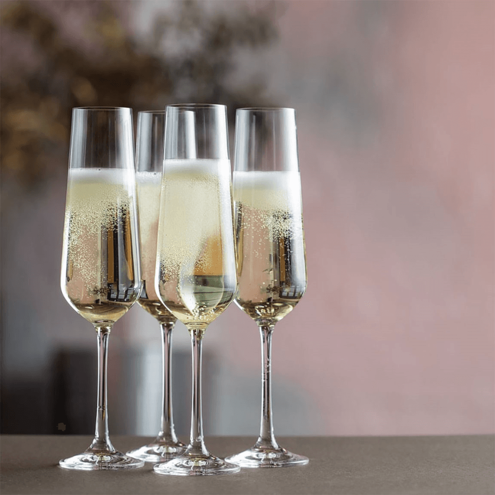 Cheers Set of 4 Champagne Flutes, Clear