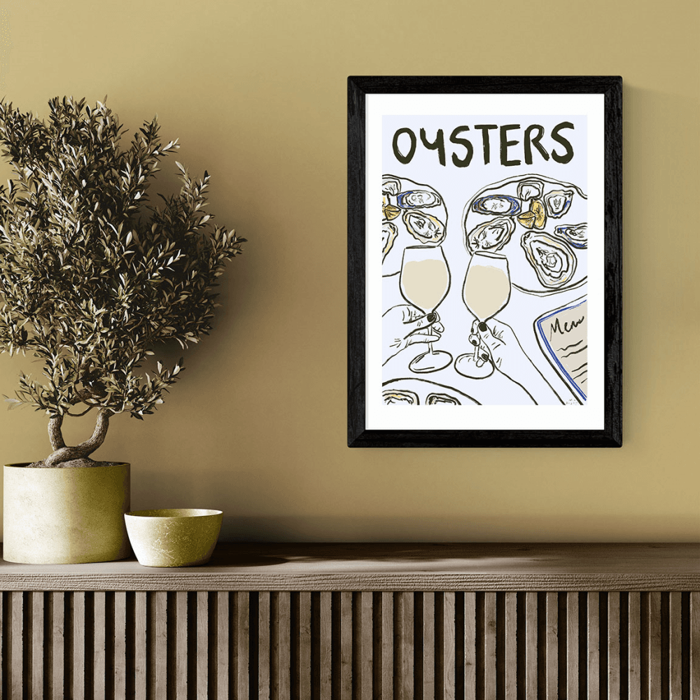 Nia Beynon Oysters with Wine Print, Black