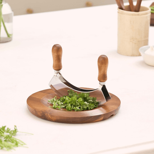 Image showing the Mezzaluna with Round Board, Acacia Wood product.