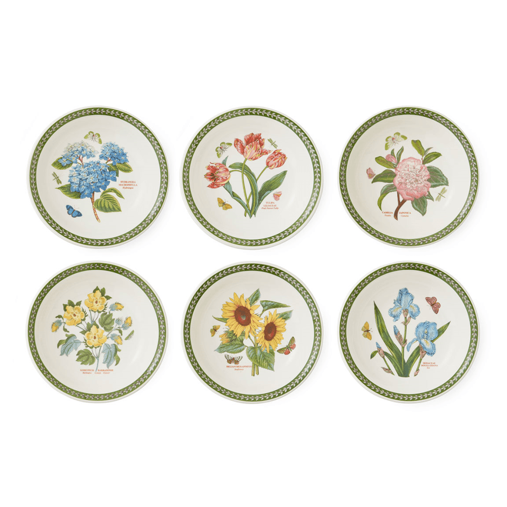 Botanic Garden Etchings Set of 6 Pasta Bowls, Multi