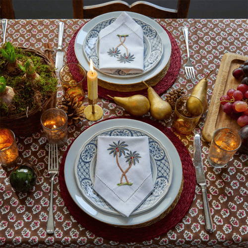Image showing the Palm Set of 4 Napkins, 45 x 45 cm, White product.