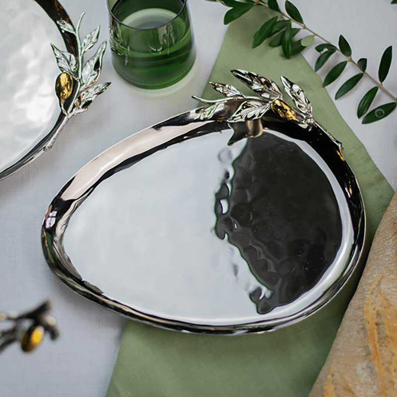 Olive Serving Tray, Silver
