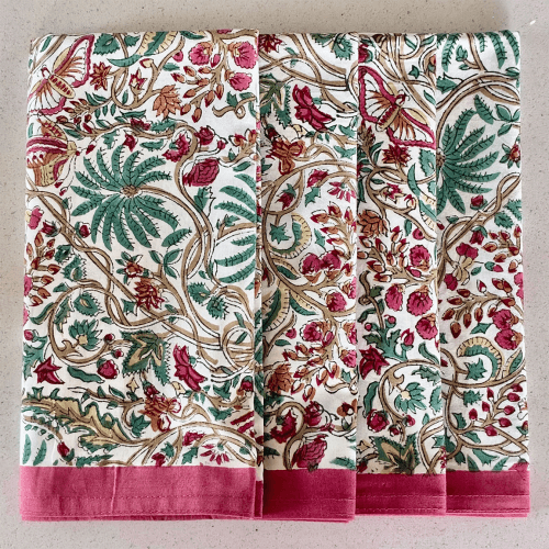 Image showing the Indian Garden Napkins, Teal and Pink product.