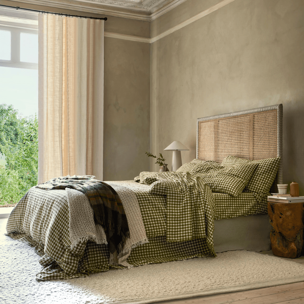 Gingham Linen Blend Duvet Cover